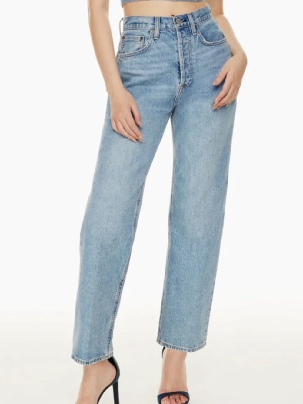 NWT Denim Forum Joni High Rise Loose Cropped Light Wash Jeans, Sz 26 x 26 L